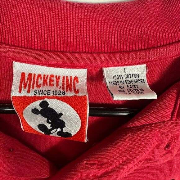 Vintage Disney Parks Mens Large Short Sleeve Polo Mickey Embroidered Red - Picture 3 of 4